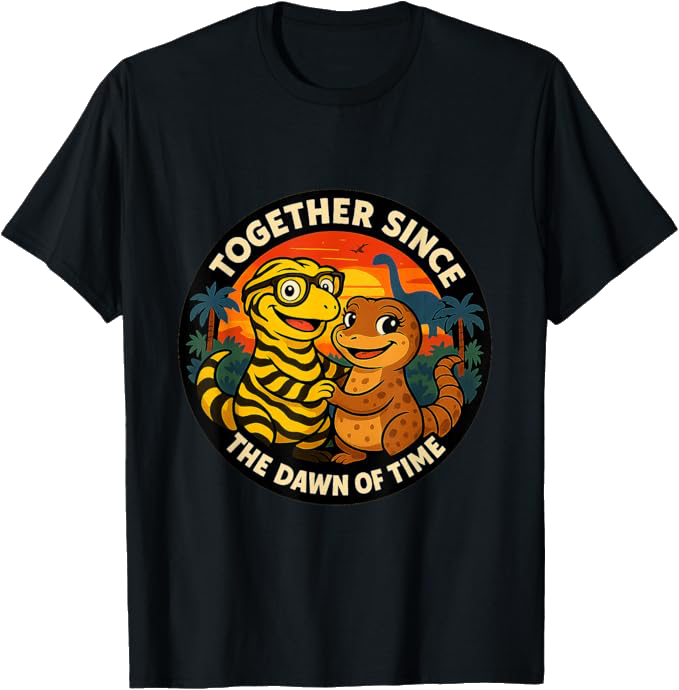 Kiley’s Kritters: Together Since the Dawn of Time Lizard Couple Unisex T-Shirt
