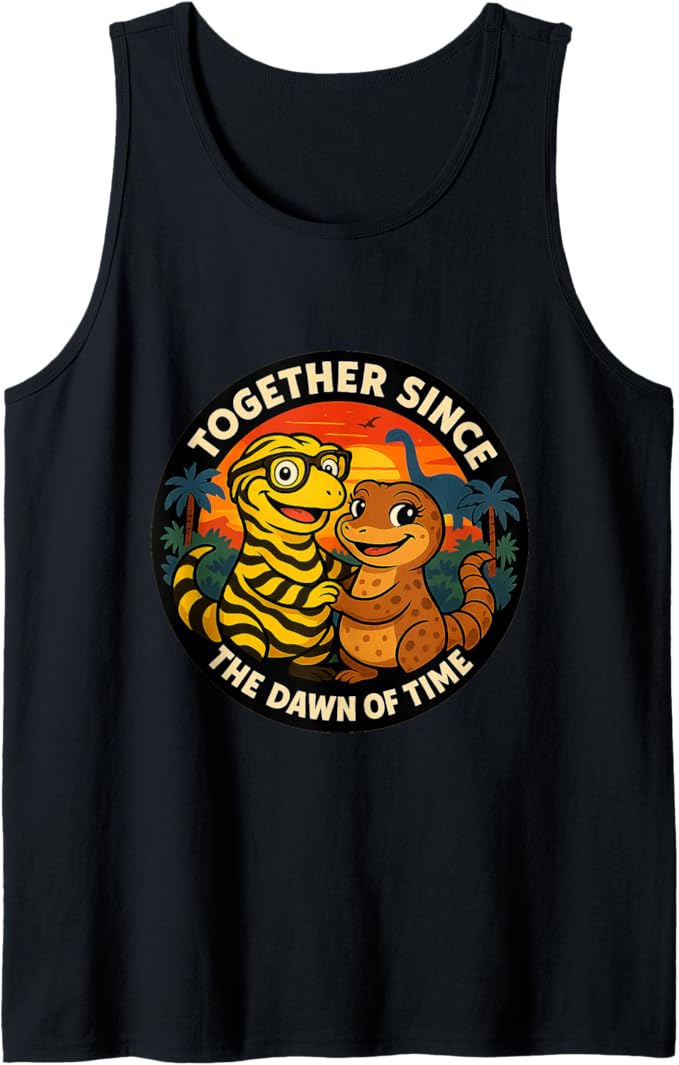 Kiley’s Kritters: Together Since the Dawn of Time Lizard Couple Unisex Tank Top